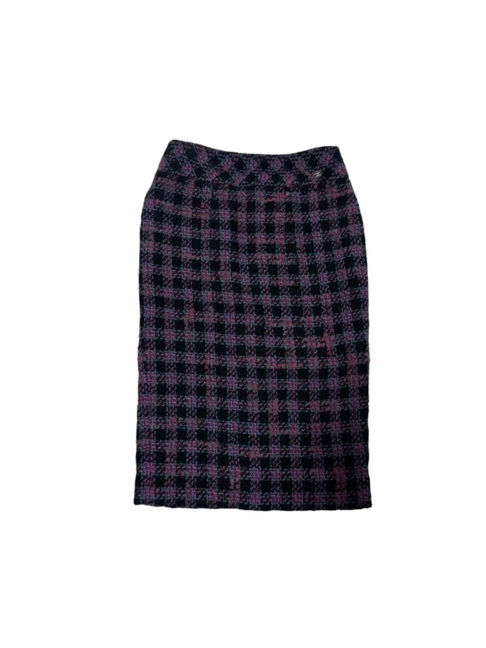 Chanel CC Logo Button Tweed Skirt 36
